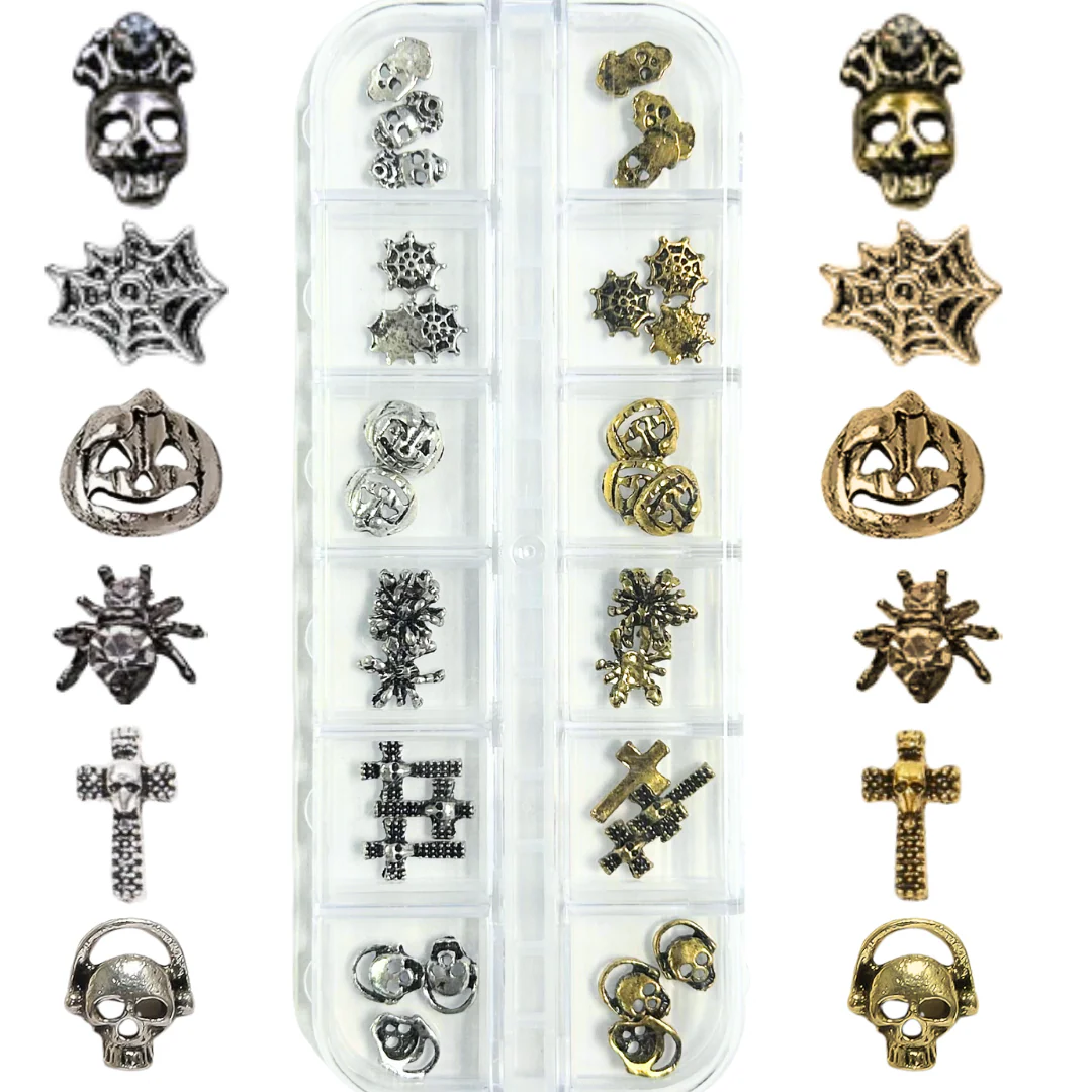 3D Halloween Skull Nail Charms (36pcs) - Image 2