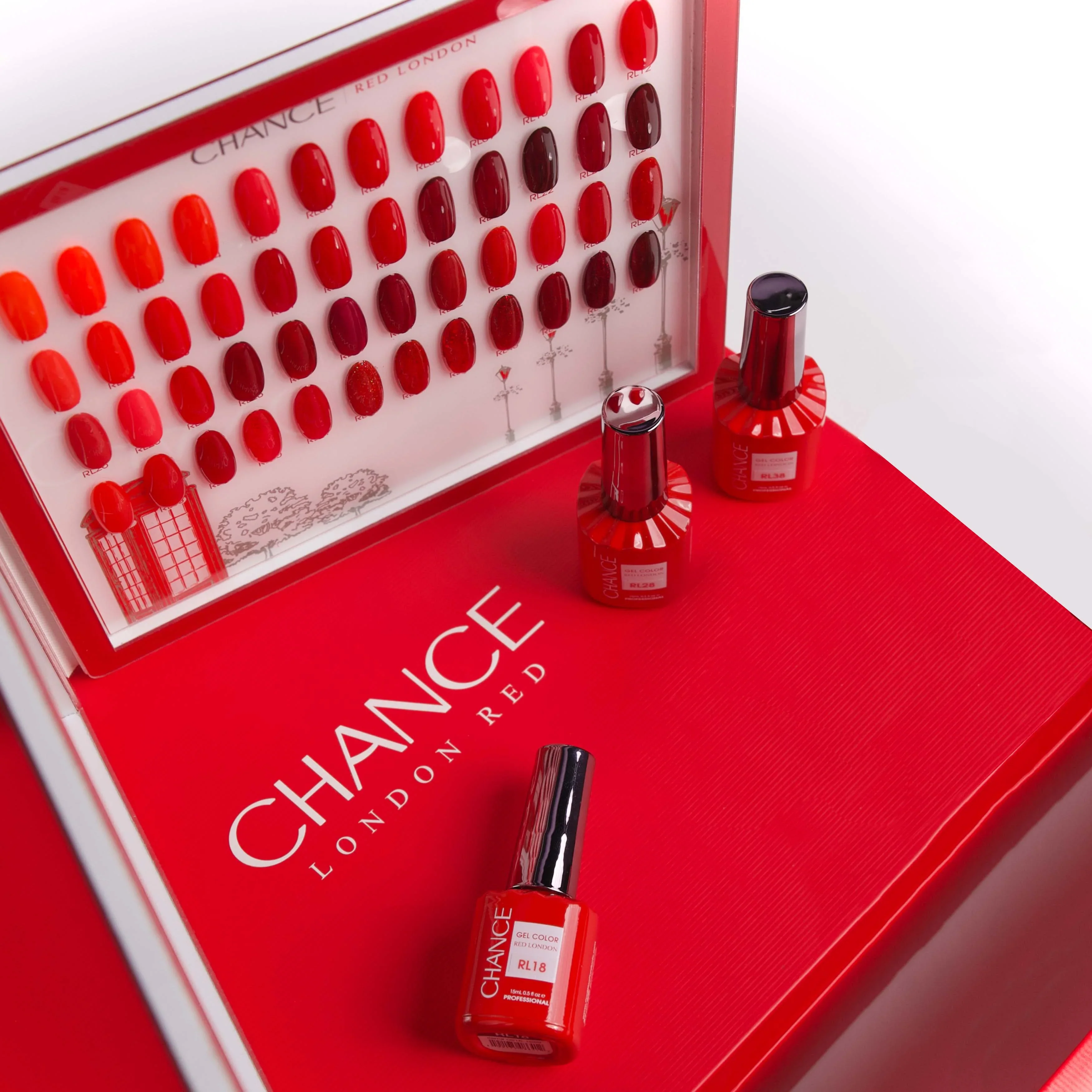 Chance "Red London" Gel Collection (48 Colors) - Free 24 Cre8tion Diamond Topcoat 0.5oz