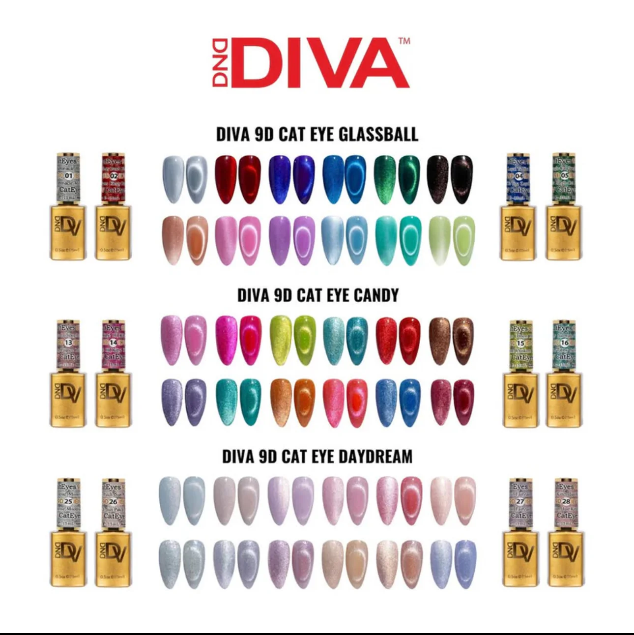 Diva 9D Cat Eye Gel Whole Collection (36 Colors)