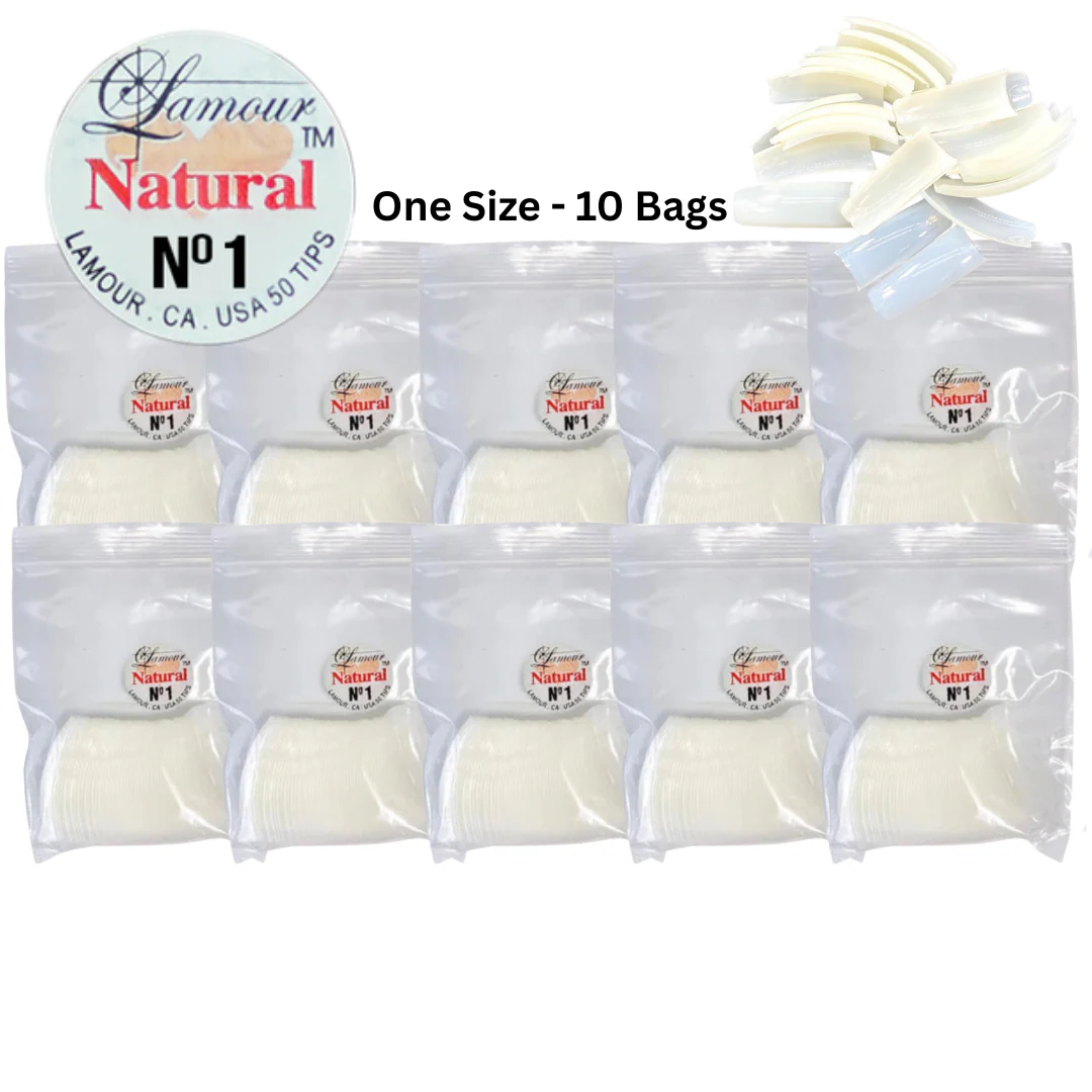 Lamour Natural Tips Bag (500 Tips) - Sizes 0-10 - Image 2