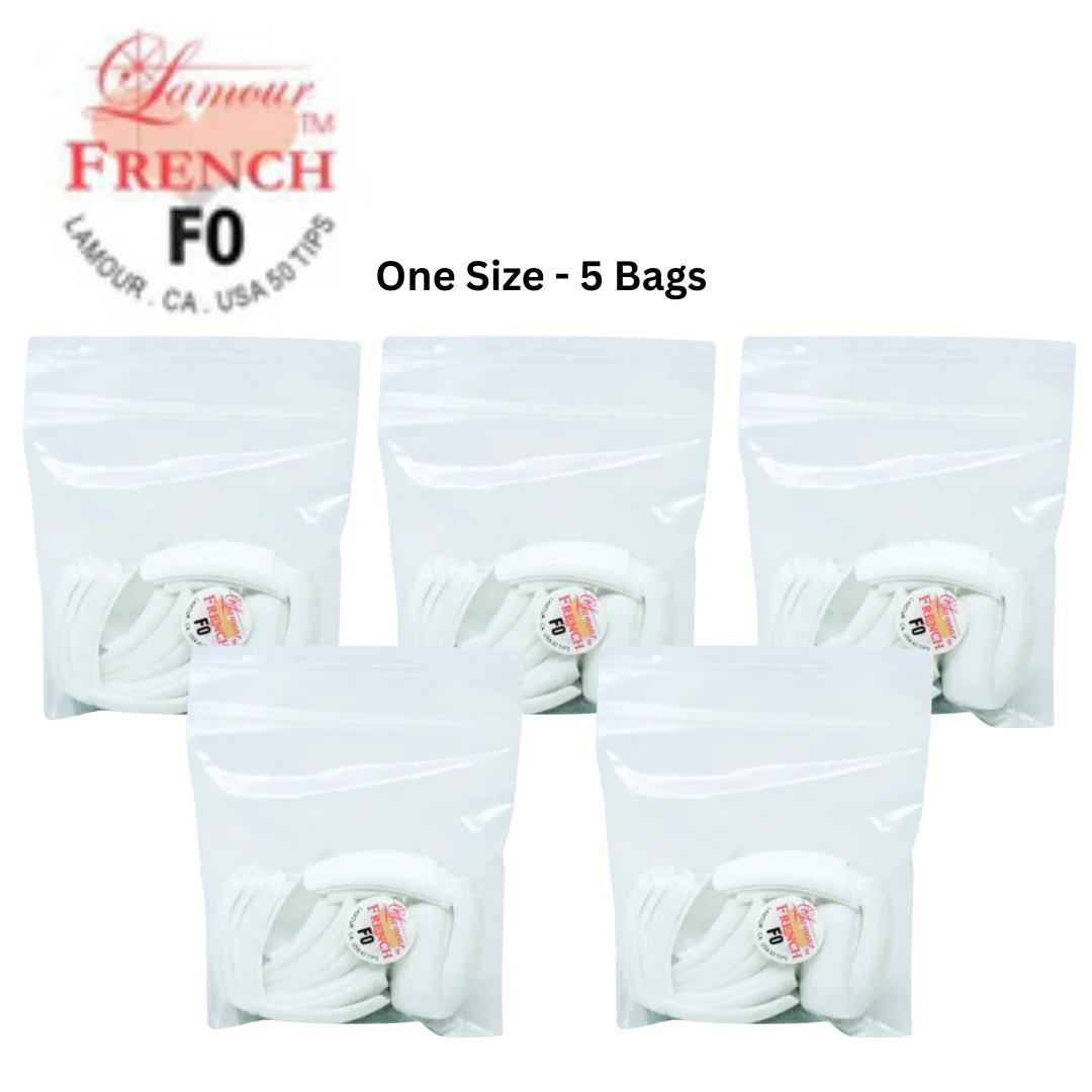Lamour White French Tips (Bag of 250 Tips) - Size (0-10)