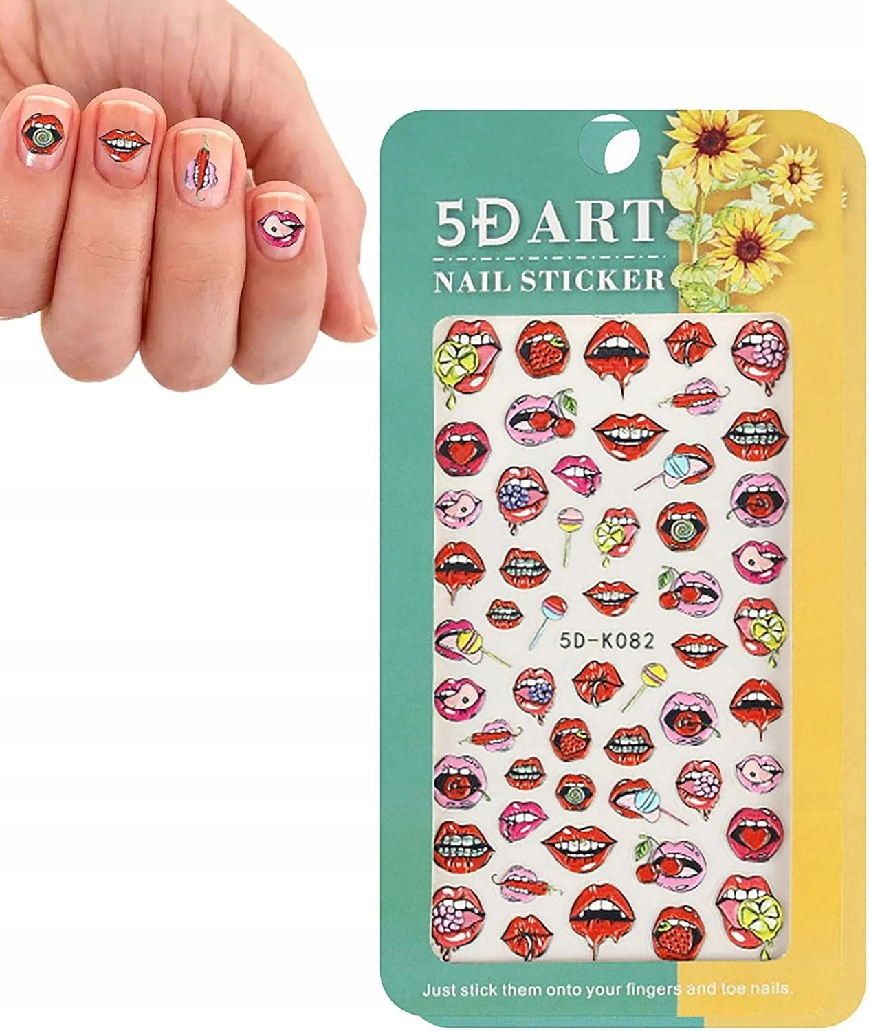 Lips 5D Nail Art Sticker