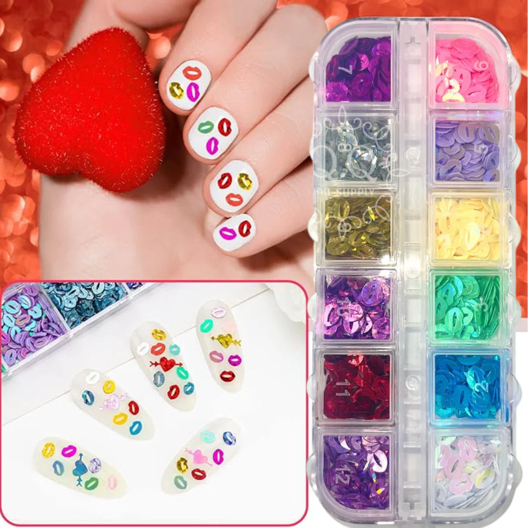 Lip Nail Art Sequins (12pk)
