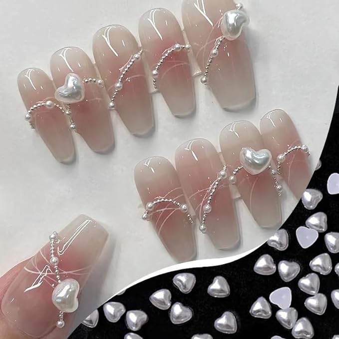 Mini Pearl Heart Nail Charms (100pcs) - Image 2