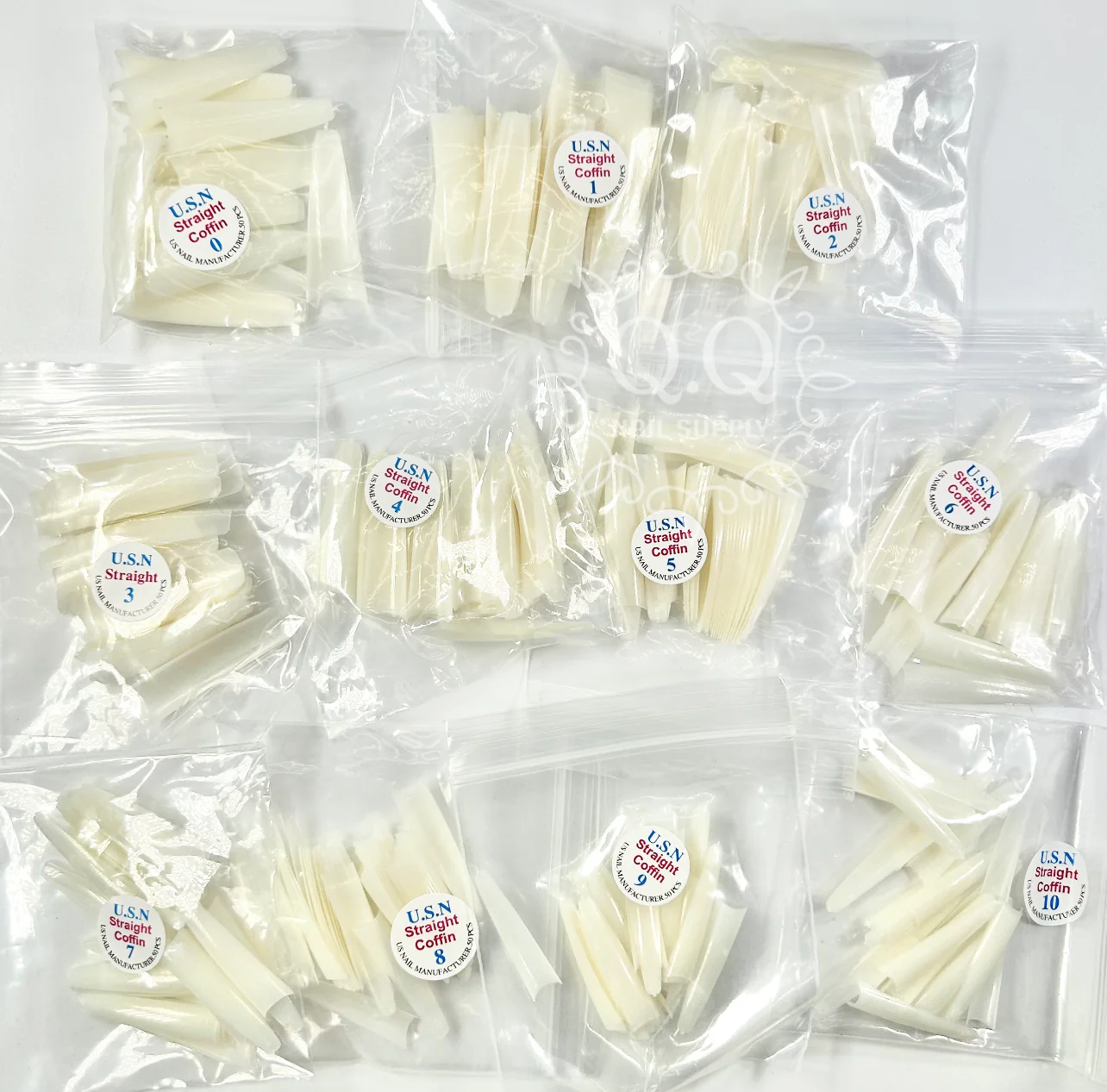 USN Natural Straight Coffin Tips - All Sizes (0-10)